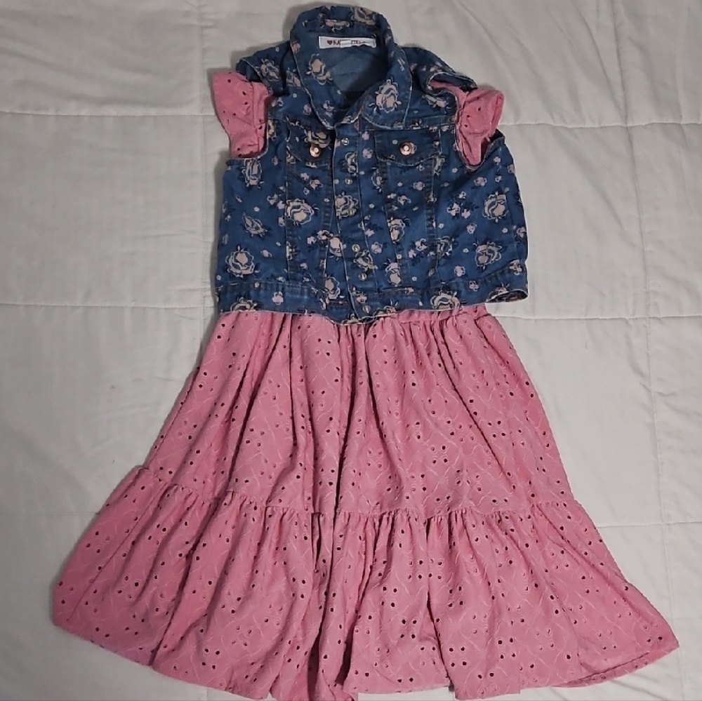 Floral Blue and Pink Kids Dress